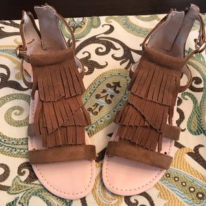 Girls fringe sandals NWOT